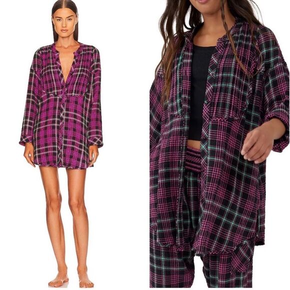Free People Other - NWT Free People Intimately Plaid About You Flannel
Sleep long sleeve shirt XS